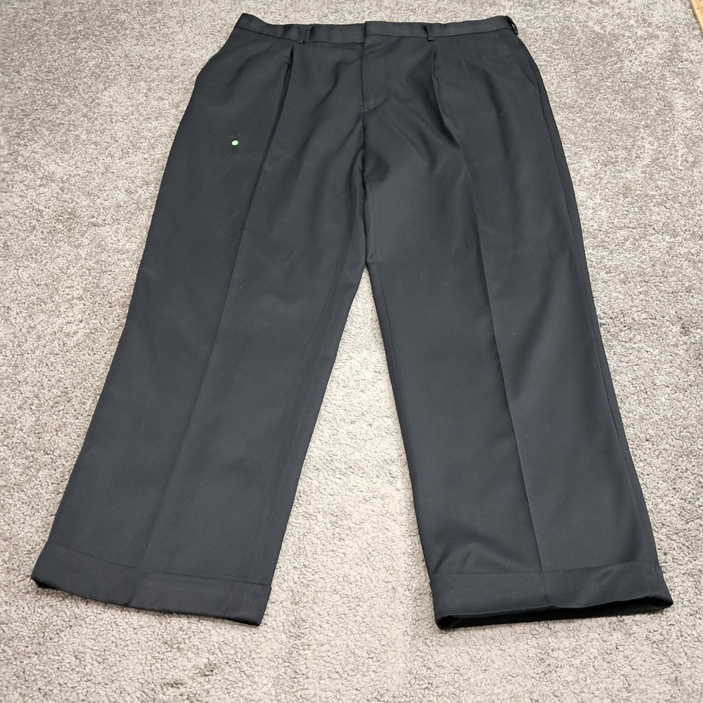 Perry Ellis Portfolio Mens 38x30 Black Pleated Cuffed Dress Pants Slacks 8191